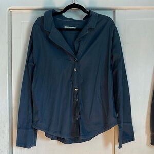 Free People Blue Button-Up Top